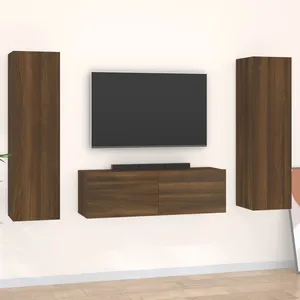 vidaXL Ensemble de meubles TV 3 pcs Chêne marron Bois d'ingénierie pas cher