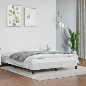 vidaXL Cadre de lit Blanc 140x190 cm Similicuir pas cher
