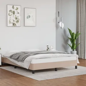 vidaXL Cadre de lit Cappuccino 140x190 cm Similicuir pas cher