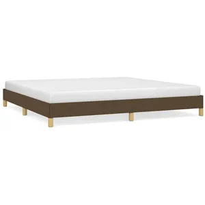 vidaXL Cadre de lit Marron foncé 200x200 cm Tissu pas cher