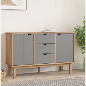 Comparateur de prix : vidaXL Buffet OTTA Marron et gris 113,5x43x73 cm Bois massif pin