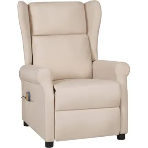 vidaXL Fauteuil de massage Crème Tissu