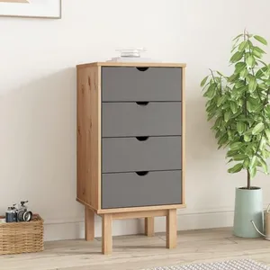 Comparateur de prix : vidaXL Commode OTTA marron et gris 45x39x90 cm bois de pin massif