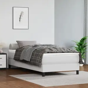 vidaXL Matelas de lit à ressorts ensachés Blanc 90x200x20cm Similicuir