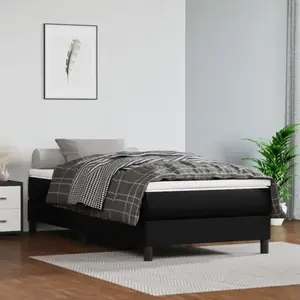 vidaXL Matelas de lit à ressorts ensachés Noir 100x200x20cm Similicuir pas cher