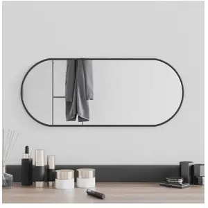 vidaXL Miroir mural Noir 60x25 cm Ovale pas cher