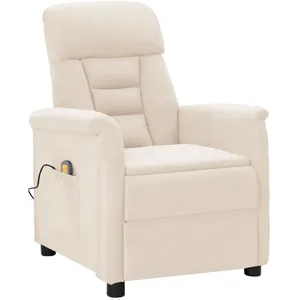 vidaXL Fauteuil de massage Beige Tissu microfibre pas cher