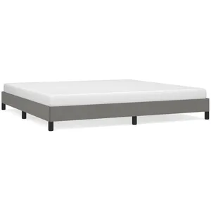 vidaXL Cadre de lit Gris foncé 200 x 200 cm Tissu pas cher