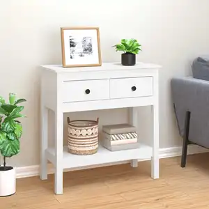 Comparateur de prix : vidaXL Table console Blanc 75x35x75 cm Bois massif de pin