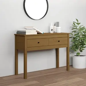 Comparateur de prix : vidaXL Table console Marron miel 100x35x75 cm Bois massif de pin