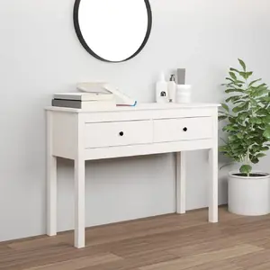 Comparateur de prix : vidaXL Table console Blanc 100x35x75 cm Bois massif de pin