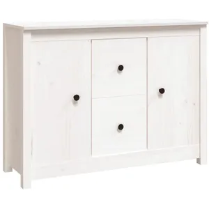 vidaXL Buffet Blanc 100x35x74 cm Bois massif de pin pas cher