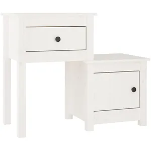 vidaXL Table de chevet Blanc 79,5x38x65,5 cm Bois de pin massif pas cher