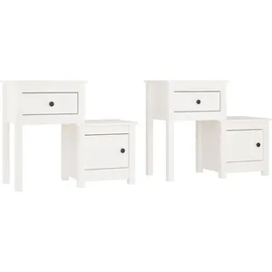 vidaXL Tables de chevet 2 pcs Blanc 79,5x38x65,5 cm Bois de pin massif
