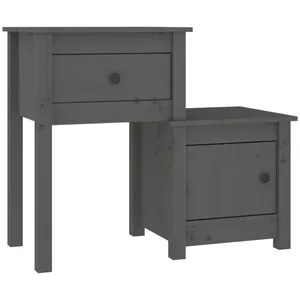 vidaXL Table de chevet Gris 79,5x38x65,5 cm Bois de pin massif pas cher