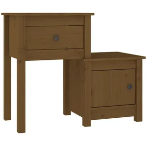 vidaXL Table de chevet Marron miel 79,5x38x65,5 cm Bois de pin massif pas cher