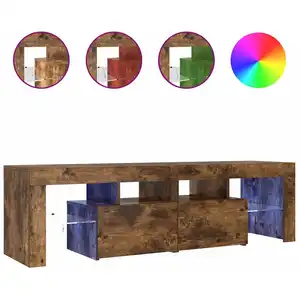 vidaXL Meuble TV avec lumières LED Chêne fumé 140x36,5x40 cm pas cher