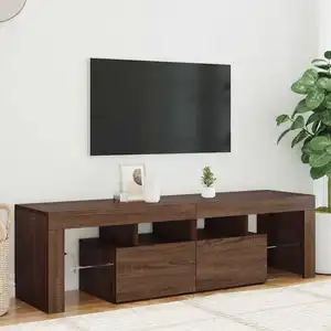 vidaXL Meuble TV avec lumières LED Chêne marron 140x36,5x40 cm pas cher