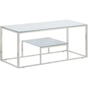 vidaXL Table basse argenté acier inoxydable et verre trempé pas cher