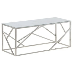 vidaXL Table basse argenté acier inoxydable et verre trempé pas cher