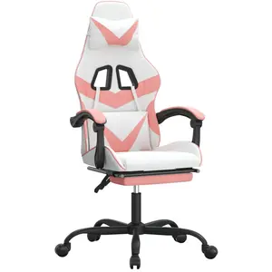 Comparateur de prix : VIDAXL Chaise de jeu pivotante et repose-pied Blanc et rose Similicuir
