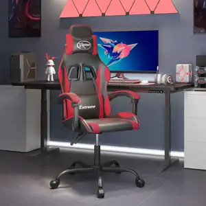 vidaXL Vidaxl Chaise De Jeu Pivotante Noir Et Rouge Similicuir pas cher