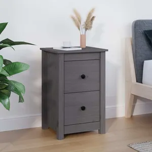 vidaXL Table de chevet Gris 40x35x61,5 cm Bois de pin massif pas cher
