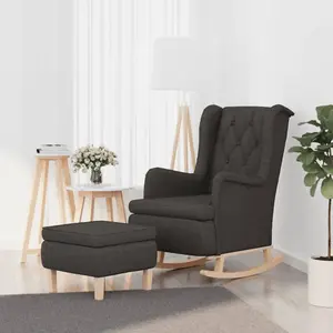 Comparateur de prix : vidaXL Fauteuil avec pieds à bascule et tabouret Gris foncé Tissu