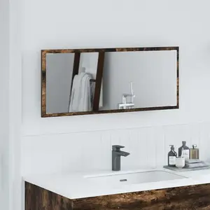 Vidaxl - Miroir Chêne Fumé 90 X 8.5 X 37 Cm Bois D'Ingénierie pas cher