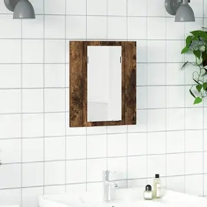 vidaXL Armoire à miroir LED de salle de bain chêne fumé 40x12x45 cm pas cher