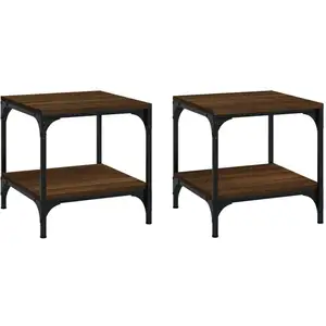 Comparateur de prix : vidaXL Tables d'appoint 2 pcs Chêne marron 40x40x40 cm Bois ingénierie