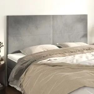 vidaXL Têtes de lit 4 pcs Gris clair 100x5x78/88 cm Velours pas cher