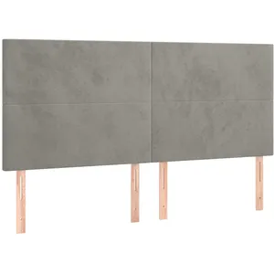 vidaXL Têtes de lit 4 pcs Gris clair 80x5x78/88 cm Velours pas cher