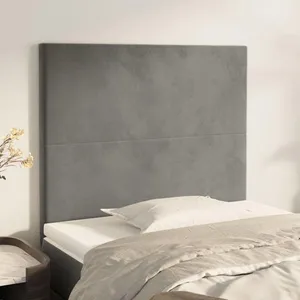 vidaXL Têtes de lit 2 pcs Gris clair 80x5x78/88 cm Velours pas cher