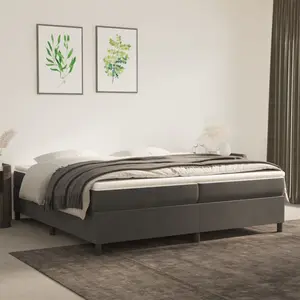 vidaXL Cadre de lit Gris foncé 200 x 200 cm Velours pas cher