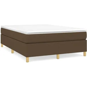 vidaXL Cadre de lit Marron foncé 140x190 cm Tissu pas cher