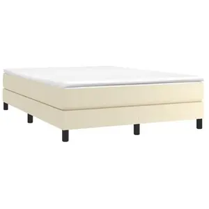 VIDAXL Sommier à ressorts de lit Crème 140x200 cm Similicuir pas cher