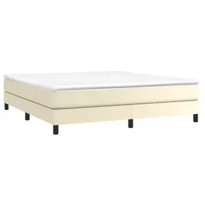 VIDAXL Sommier à ressorts de lit Crème 180x200 cm Similicuir pas cher