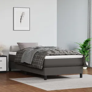 vidaXL Cadre de lit Gris 90x200 cm Similicuir pas cher