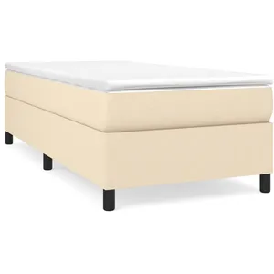 Sommier à ressorts de lit, Cadre de lit adulte, Crème 90x190 cm Tissu Vidaxl pas cher