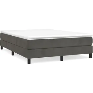 vidaXL Cadre de lit Gris foncé 140 x 200 cm Velours pas cher