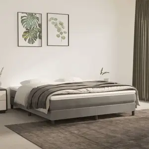 Sommier à ressorts de lit Gris clair 160x200 cm Velours Vidaxl Light grey pas cher