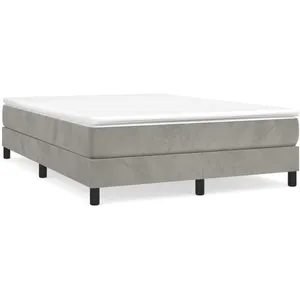 vidaXL Cadre de lit Gris clair 140x190 cm Velours pas cher