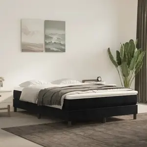 Sommier à ressorts de lit Noir 140x190 cm Velours Vidaxl Black pas cher