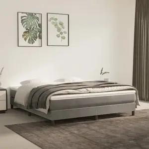 Sommier à ressorts de lit Gris clair 180x200 cm Velours Vidaxl Light grey pas cher
