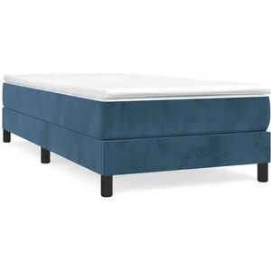 Sommier à ressorts de lit Bleu foncé 80x200 cm Velours Vidaxl Dark blue pas cher