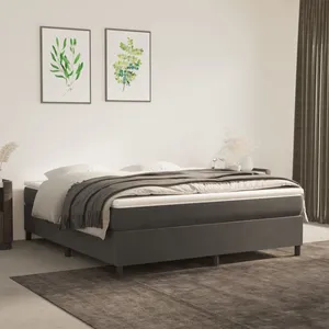 vidaXL Cadre de lit Gris foncé 180 x 200 cm Velours pas cher