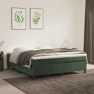 vidaXL Cadre de lit Vert foncé 180x200 cm Velours pas cher