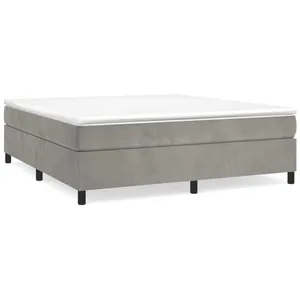 vidaXL Sommier à ressorts de lit Gris clair 160x200 cm Velours3121126 pas cher