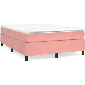 Vidaxl - Sommier à ressorts de lit Rose 140x190 cm Velours Pink pas cher